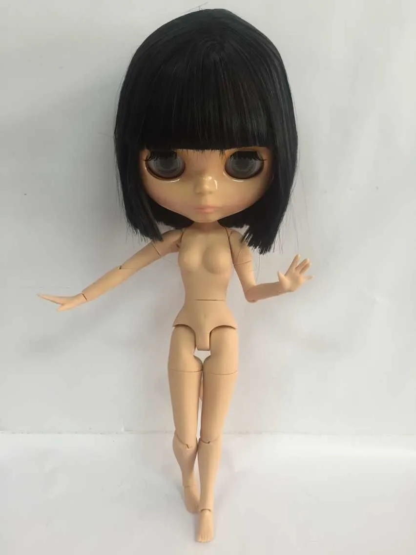 New 12" Blythe Doll Nude Articulated BJD Orange Hair Shiny Face 4 Eye Color DIY